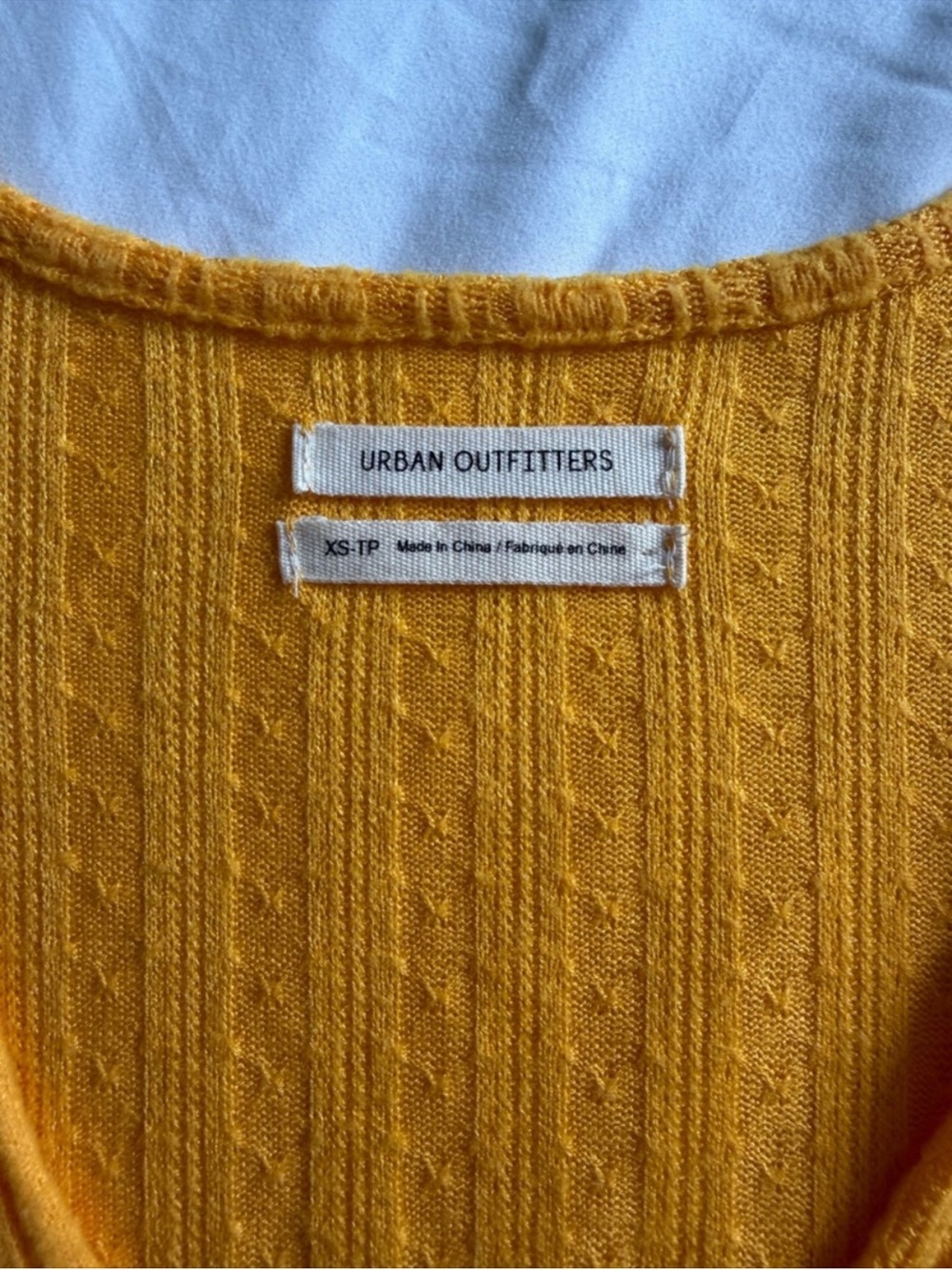 Urban Outfitters Mustard Babydoll Knit Top Balloon Sleeve Boho XS - Picture 6 of 10